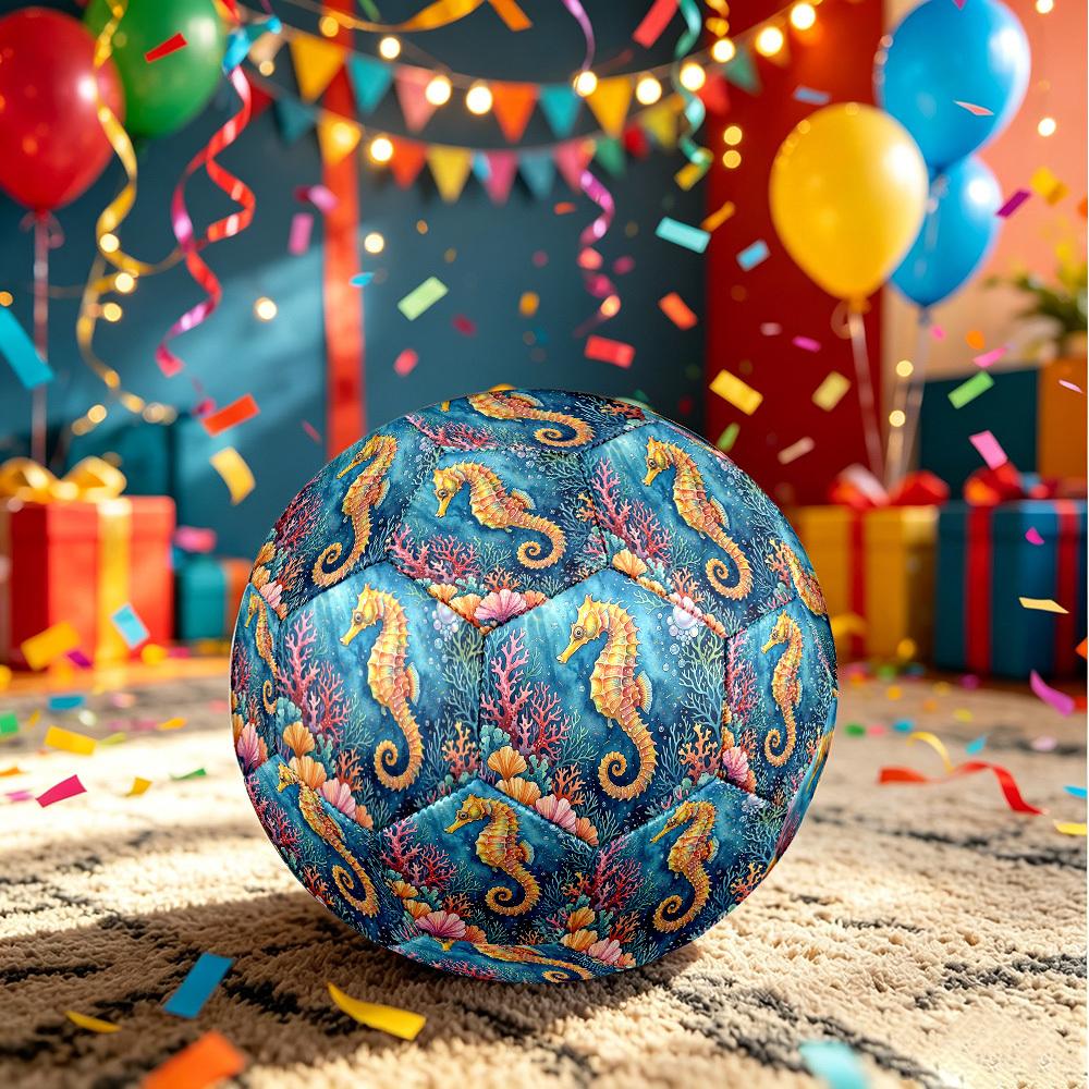 1pc Oceanic Seahorse Adventure Theme Soccer Ball Football, Size 5, Lightweight PVC, Outdoor Training Soccer Ball,Sports Gift T61433