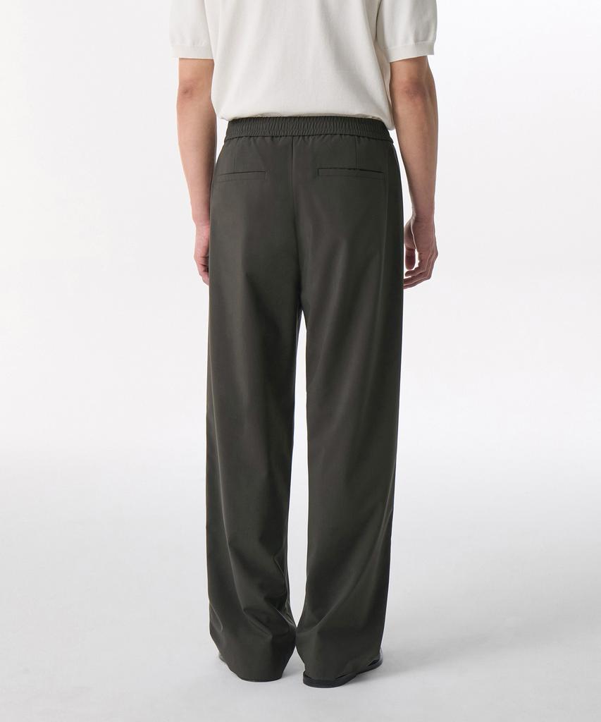 MUSINSA STANDARD [Cooltandard] One-Pleat Wide Elastic Waist Slacks [Dusty Khaki]