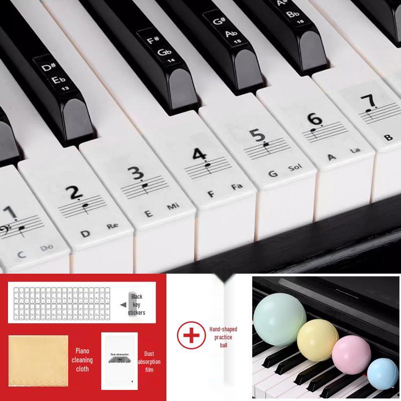 Autocollants colorés pour clavier de piano 88, 61 et 54 touches - Autocollants de notes avec chiffres et portées pour claviers électroniques