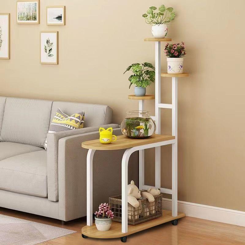 Nordic Multi-layer Indoor Flower Stand with Side Table – Wrought Iron Plant Pot and Fish Tank Decor Storage Rack