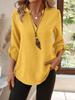 2026 Spring/Summer Women's Plus Size V-Neck Solid Color Loose Fit Shirt