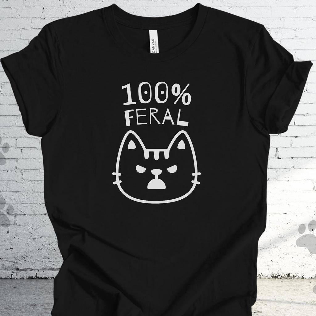 Feral Angry Cat Face T-Shirt: Funny Graphic Tee for Cat Lovers