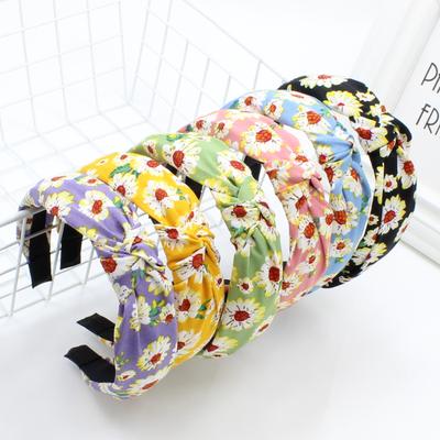 Spring Summer Pretty Floral Print Cloth Headband for Women Girls Shopping Washing Face Head Wears Ins Ladies Hair Hoop Accessory