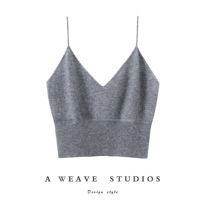 Damen Kaschmir Strick V-Ausschnitt Weste - Eleganter Ärmelloser Pullover für Herbst/Winter