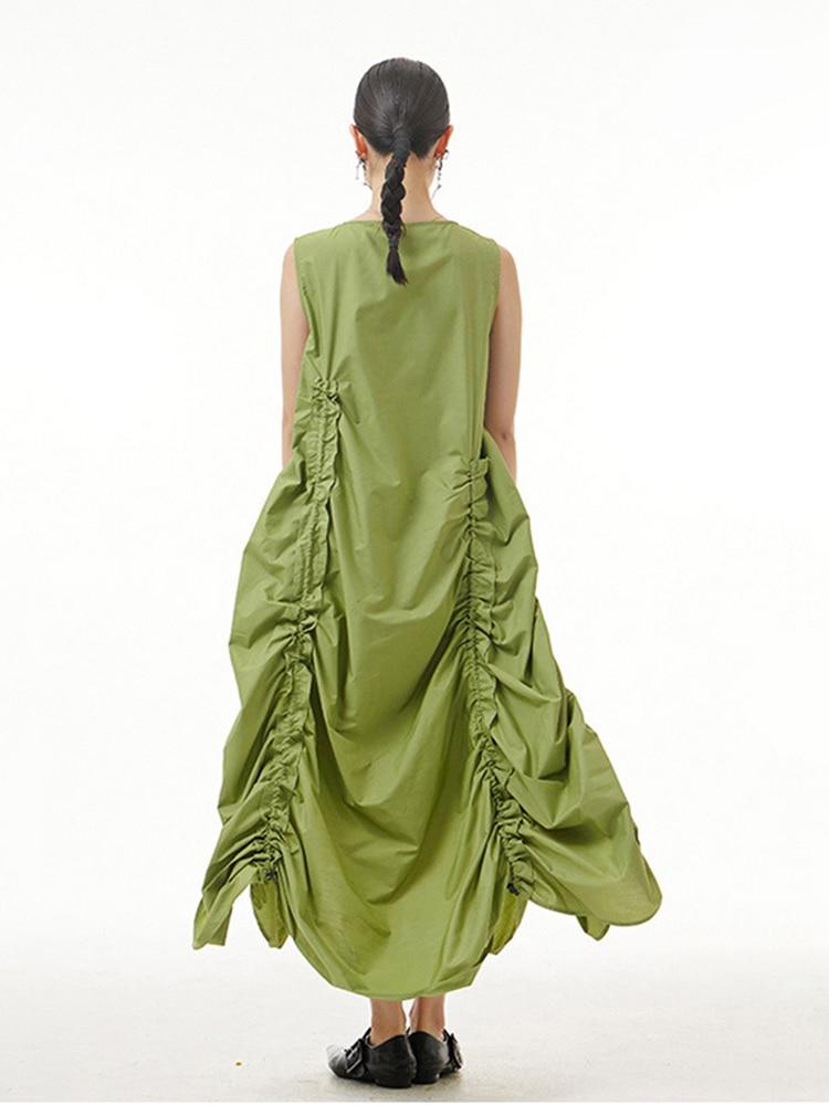 XITAO Solid Pleated Dress Women Fashion Loose Casual Dress WMD5840