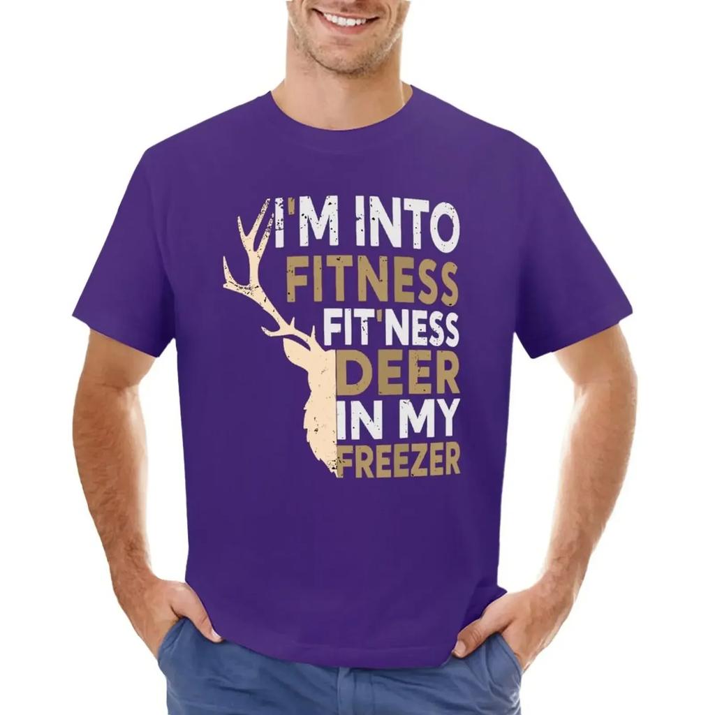 I'M INTO FITNESS FIT'NESS DEER IN MY FREEZER DEER SEASON HUNTING SEASON T-shirt vintage mens big and tall t shirts