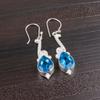Natural Swiss Blue Topaz Gemstone 925 Sterling Silver Handmade Jewelry Earrings EE-37-8