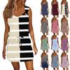 Women's Fashion Casual Printed Sleeveless Drawstring Dress With Pockets