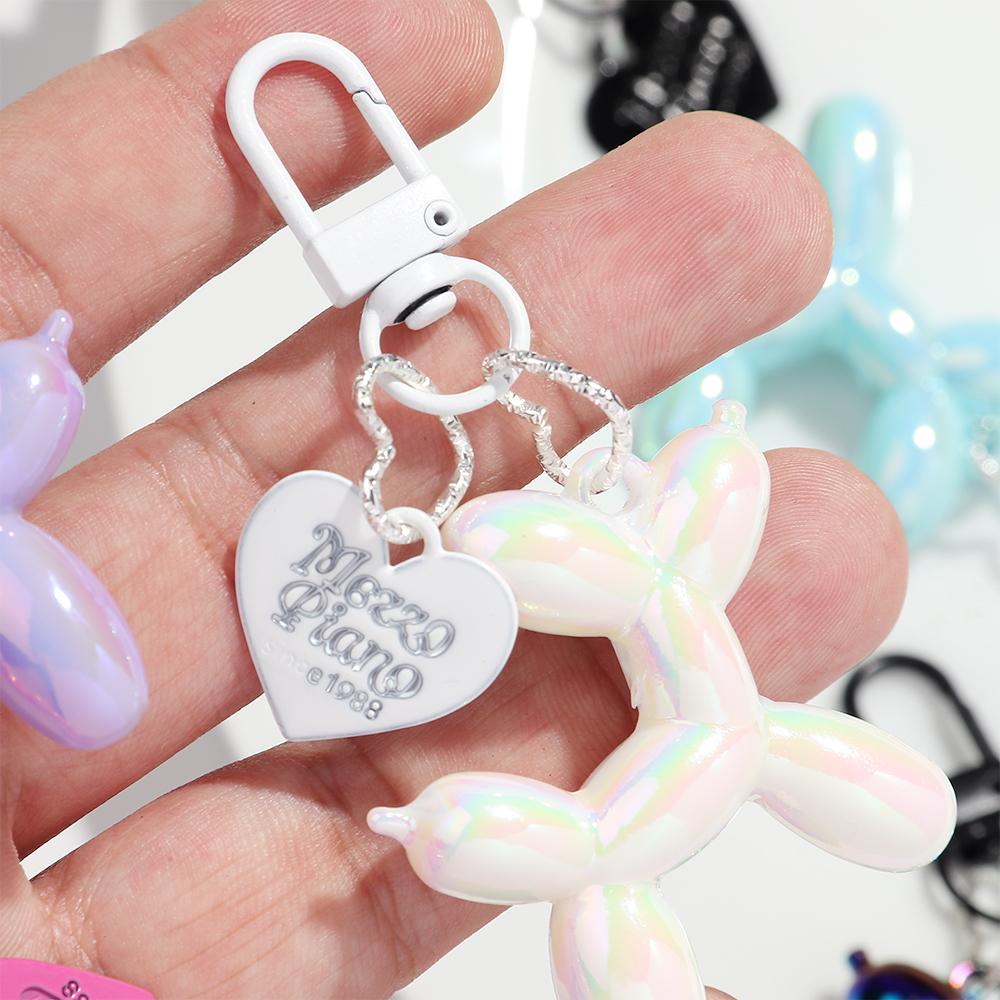 Creative Big Balloon Dog Heart Keychain for Women Girls Cute AB Colorful Acrylic Dog Keyring Phone Bag Charms Accessories Gifts