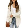 Women's Chunky Knit Cardigan with Lantern Sleeves - Cozy Autumn & Winter Boutique Style