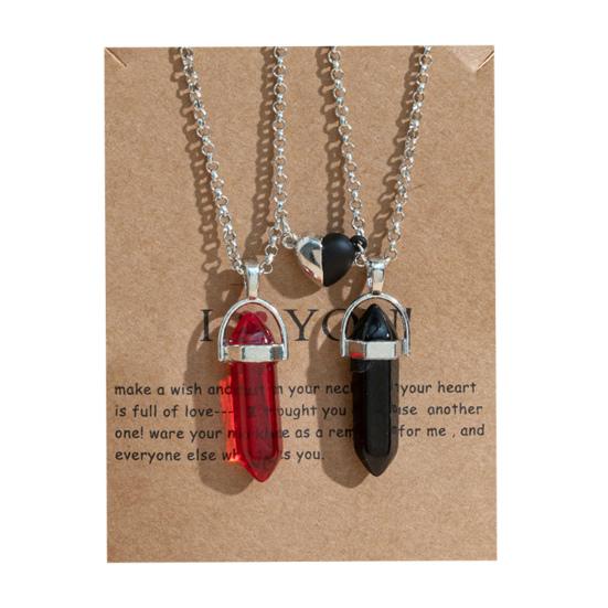 2Pcs Versatile Fine Crafts Simple Adjustable Magnet Attracting Hexagonal Stone Charm Necklaces Lover