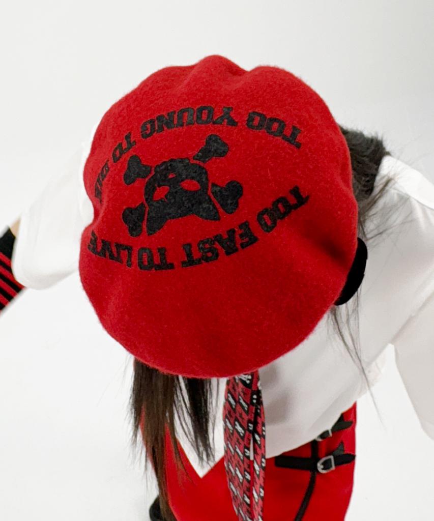 KEEMHII Two Fast Brooch Beret - [Red]
