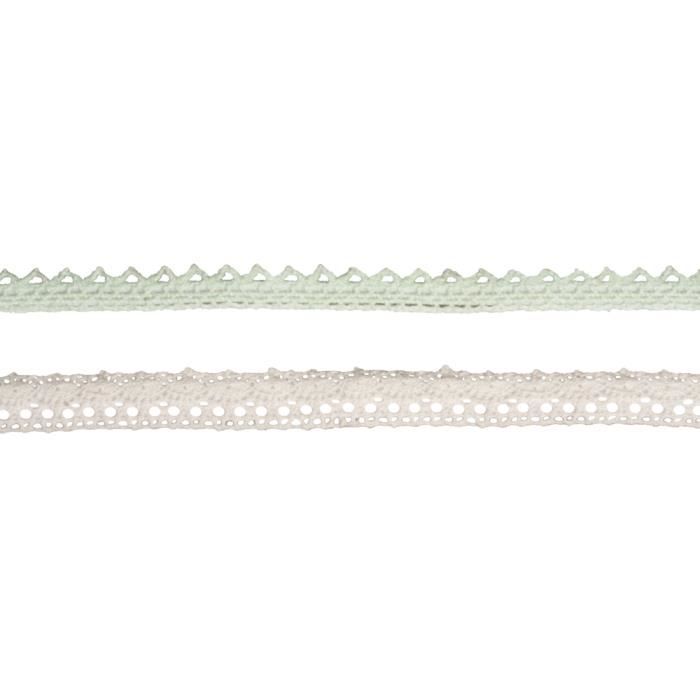 Kit Fabric Tape - RAYHER - 1,5m - Mint Green + White - 2 Designs - 100% Cotton