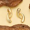 Hot Selling 18K Gold Plated Stainless Steel Stud Earrings New Curved Design Trendy Geometric Pattern Personalised Wedding