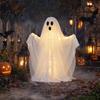 Geist mit warmen Lichtern Halloween-Dekoration, LED-leuchtender stehender Geist, Innen-Außen-Grusel-Fenster Weiß für Veranda, Hof, Rasen, Garten Dekoration