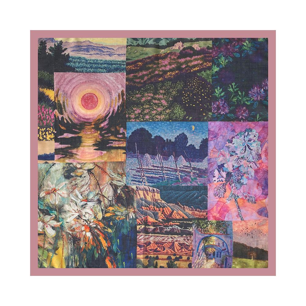 Oil Painting Retro Literary Silk Scarf Small Square Scarf Versatile Cashew Nut Silk Scarf 70 Square Scarf Elegant Decorative Waist Belt Silk Scarf