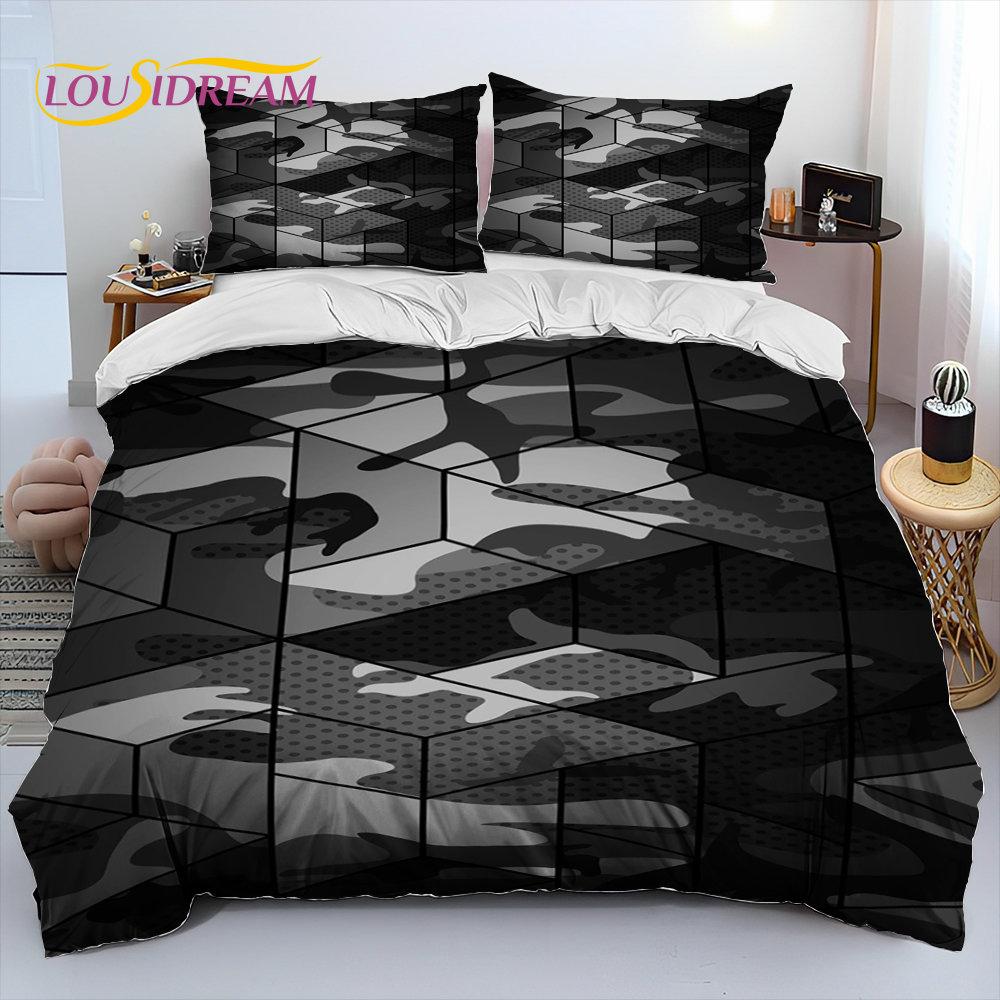 Military Camouflage Color Comforter Bedding Set,Duvet Cover Bed Set Quilt Cover Pillowcase,King Queen Size Bedding Set Kid Adult