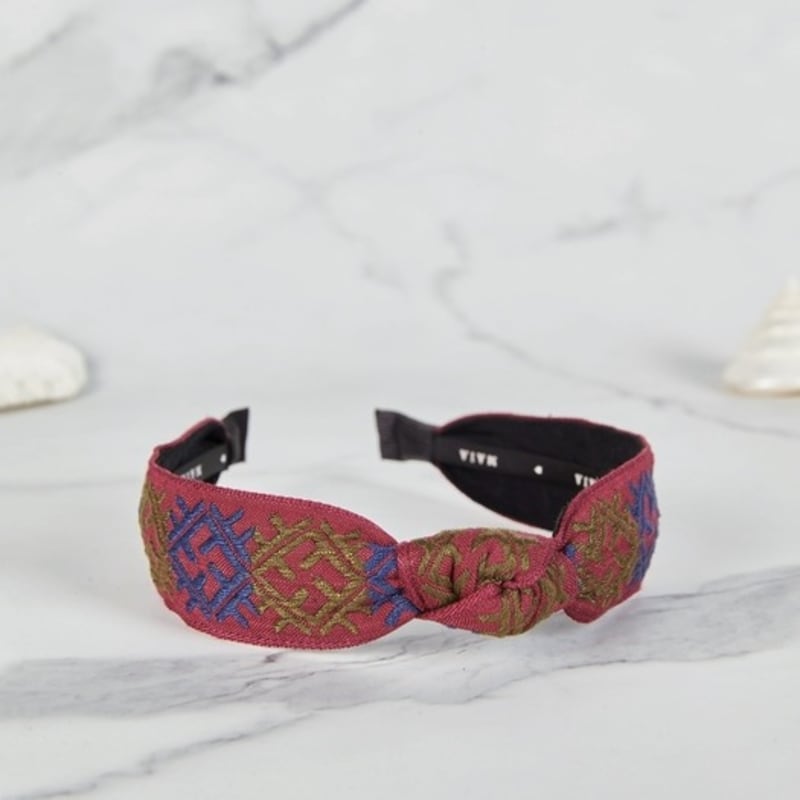 MAIA Pattern Jacquard Hairband - Wine