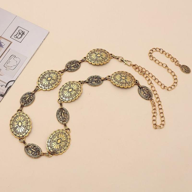Vintage Metal Waist Chain For Women'S High End Ethnic Storm Semia Belt Decoration Spicy Girl Belt