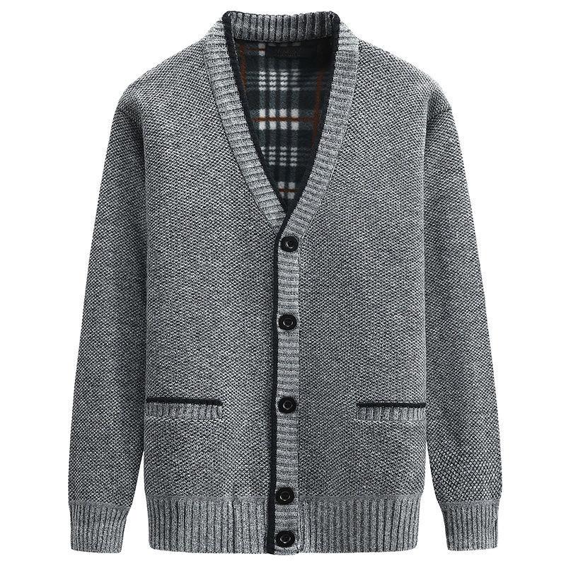 New  Cardigan Men Autumn Winter Thick V Neck Knitted Sweater Coats Causal Warm  Men Fashion Mens Large SizeClothing