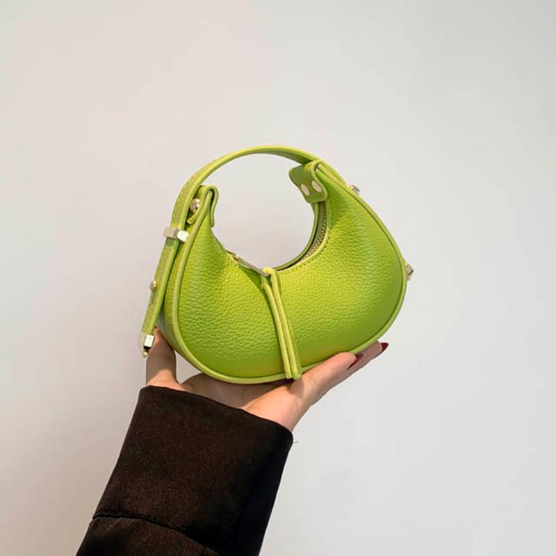 High-Grade Textured Mini Half Moon Bag  Chic Versatile Soft Leather Lipstick Handbags Girl's Cute Purse
