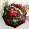 Stained Heart: Love's Elegance In Every PanelUmbrella, Portable 3-Fold Compact Umbrella for Men & Women Gift