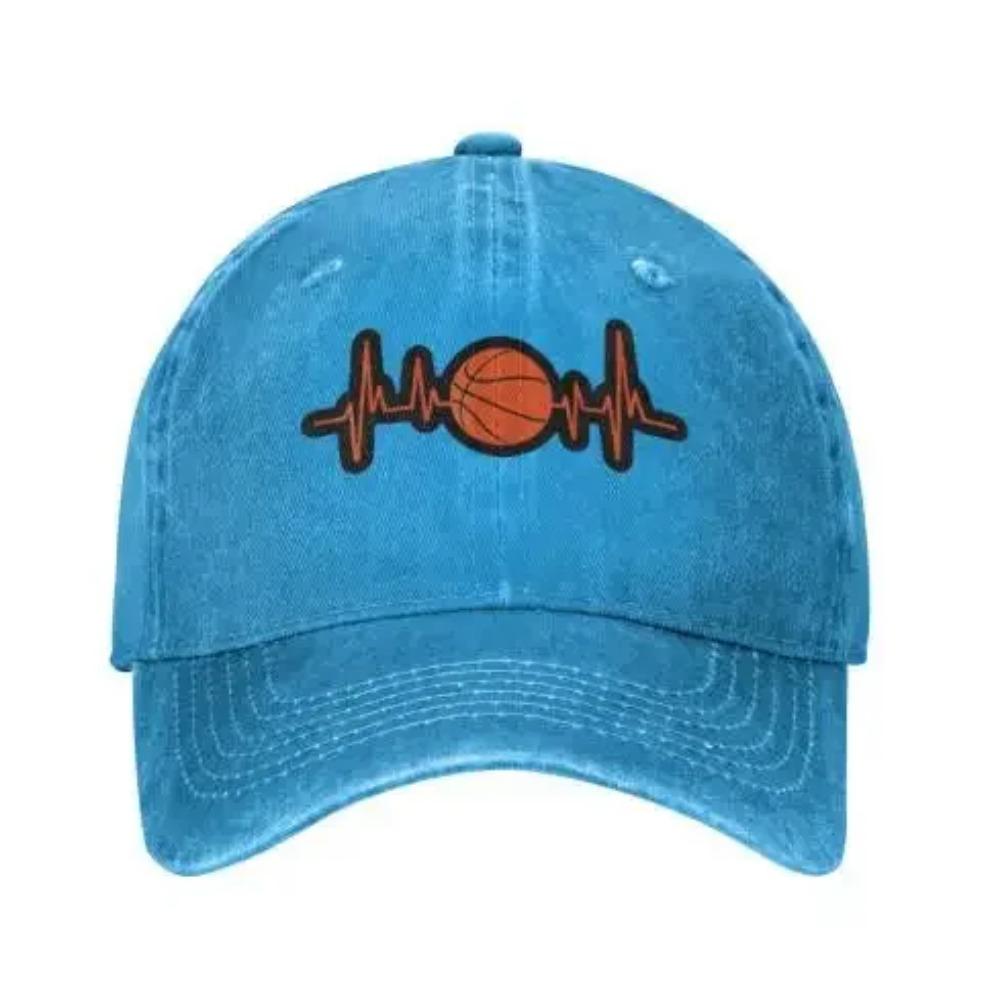 Unisex Oransje Basketball Hjerterytme Baseballcaps Justerbar Lue Sandwichlue Hip Hop Luer