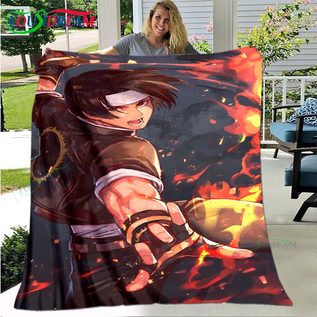 Hot Game The King of Fighters Pattern Blanket Flannel Thin Blanket Portable Home Travel Office Lunch Break Blanket Birthday Gift