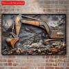 2d Flat 30*20cm, Wooden Sign Wall Hanging Excavator, Garland Sign, Home Decoration, Decorative Wall Poster, for Home, Kitchen, Garden, Bedroom, Bar.