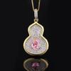 Fashion Retro Colored Treasure Necklace Gourd Pendant Inlaid With Zircon Emerald Collarbone Chain In Sapphire Necklace