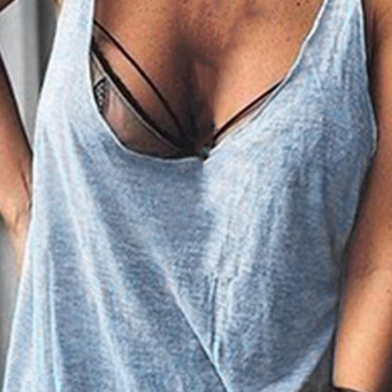 U-Ausschnitt ärmellose dünne Frauen Weste Dame lässig einfarbig lose T-Shirts
