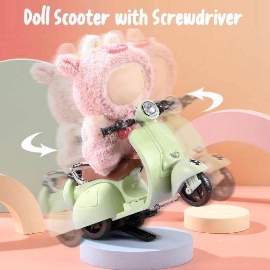 Doll Scooter Toy with Light And Music Cute Mini Motorcycle for La Bubu Accessories Interactive Desktop Decor for Doll Collectors