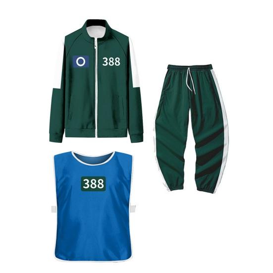3 Buc/Set Costum Cosplay Jachetă Hanorac cu Fermoar Pantaloni cu Șnur cu Vestă Set Trening Joc Coreean pentru Femei Bărbați Sport Alergare Sală de Gimnastică