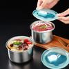Stainless Steel Food Storage Bowl with Sealed Lid Airtight Multifunctional Portable Round Steamed Egg Meal Container