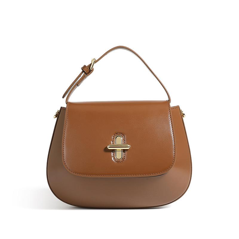 Korean Style Women's Leather 2025 New Messenger Bag Light Luxury Niche High-end Capsule Chestnut Cowhide Women's Bag