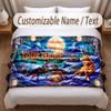 Wolf-Thema Weiche Decke Personalisierter Benutzerdefinierter Name Textdruck Warme Decke Haus Sofa Schlafzimmer Dekor