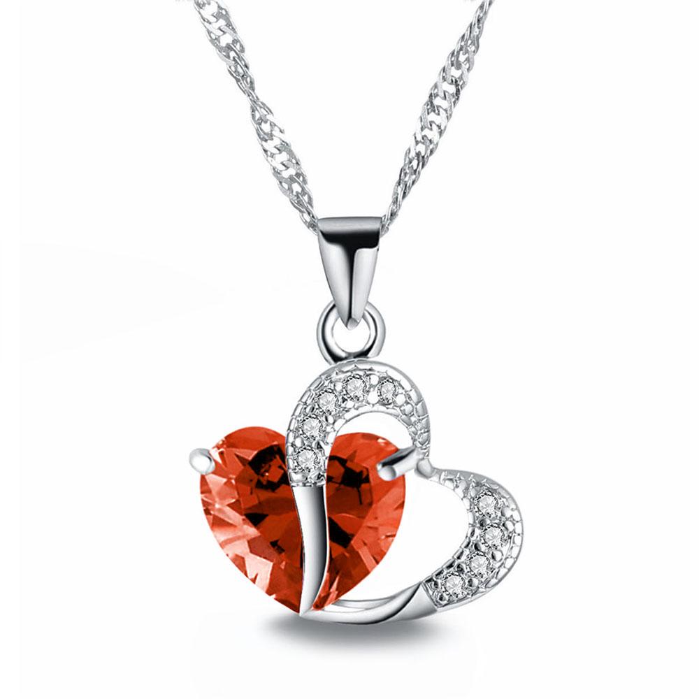Hi Love Heart Romantic Love Wedding Necklace Women's Crystal Pendant Necklace