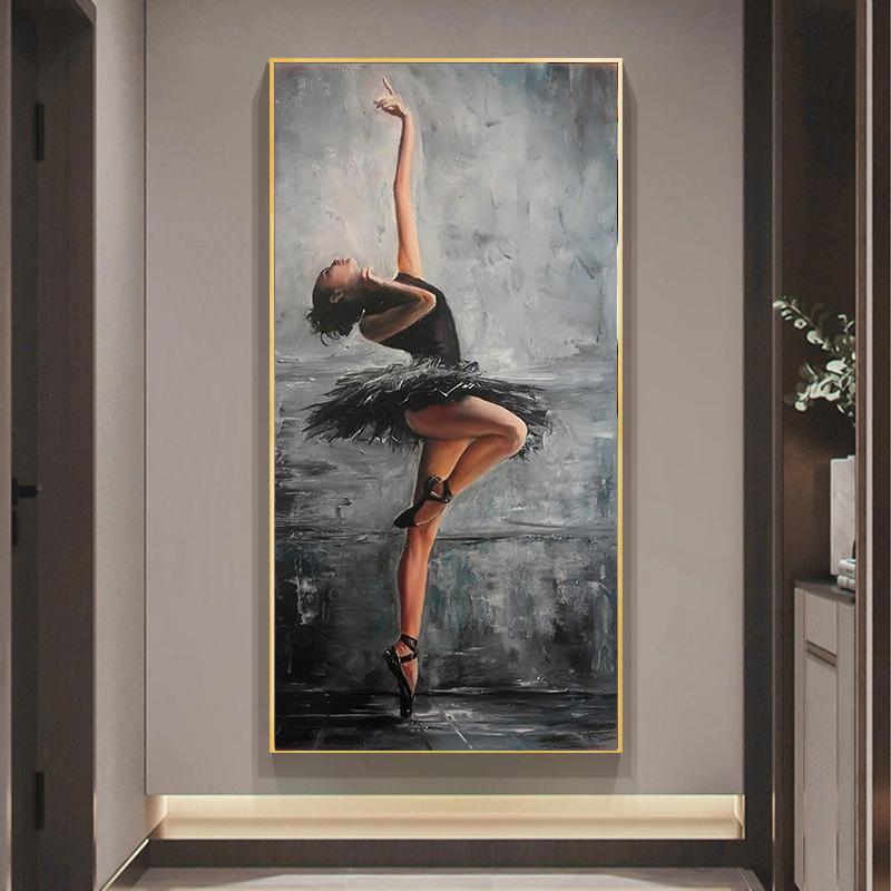 Elegant Dancing Girl Woman Canvas Painting Poster Ballerina Wall Art Print Decorative Picture Modern Living Room Home Decor Unframed