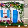 Bathroom Waterproof Shower Curtain Polyester 3D Mountain Garden Seaside Beautiful Flower Landscape Print Home Decoration Curtain
