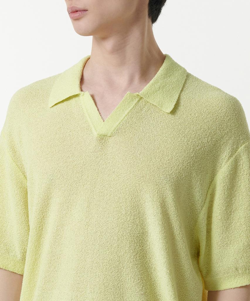 Musinsa Standard Boucle Slit Neck Knitted Polo Shirt [Lemon]