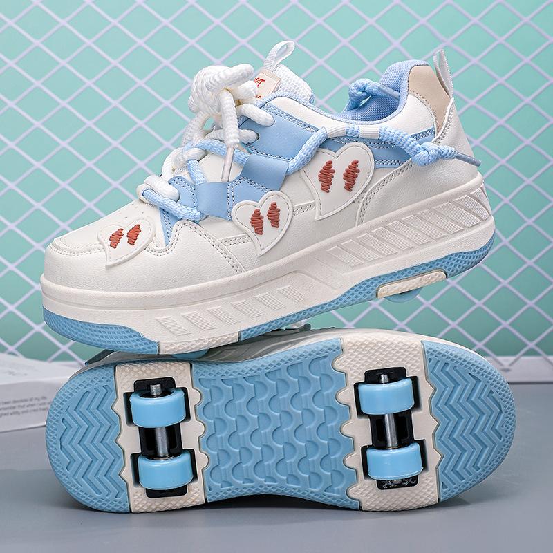 Four-Wheel Runaway Shoes Children'S Deformation Shoes Boys And Girls Dual-Purpose Roller Skates Double-Row Roller Skates Adult