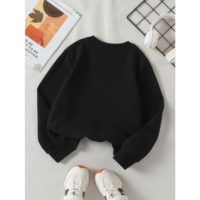 European sizes Girls' Crewneck Sweatshirt Cute Dog Sitting Happy Expression, Spring And Autumn, Sportswear And Casual, Soft, for Kids & Teens.
