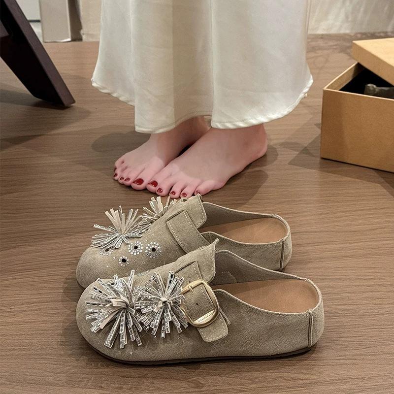 Retro Bun-style Half-trousers Women's Shoes - New Style, Thick-soled Shoes