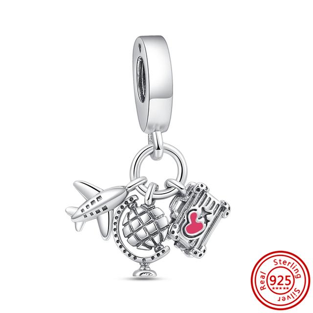 925 Sterling Silver Luggage Shopping Bag Suitcase Love Travel Sweet Beads Fit Charms Bracelet Jewelry Women