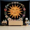 Tapisserie murale psychédélique, illustration artistique, sorcellerie, soleil et lune, esthétique, décoration d'intérieur