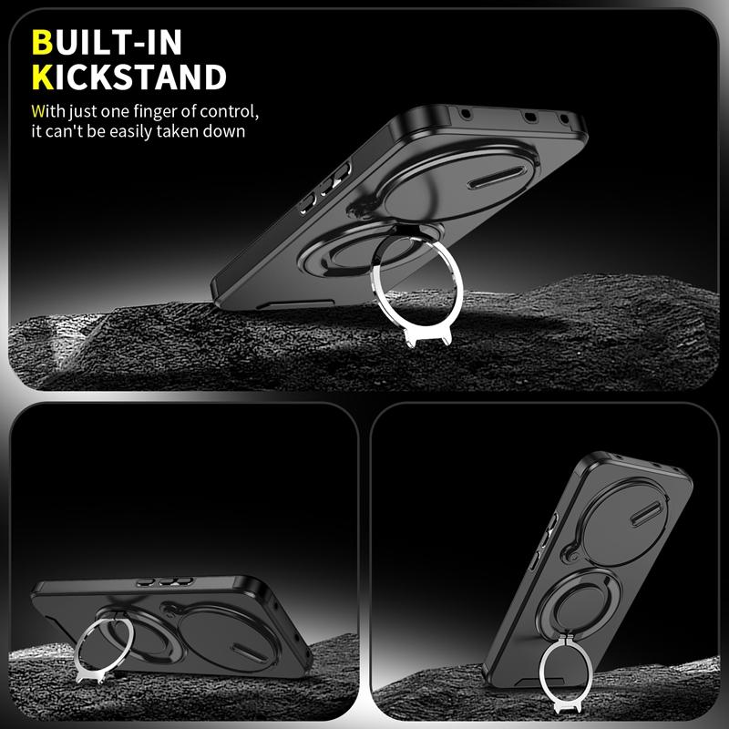 Funda protectora para OPPO Realme 14 Pro 5G con anillo protector de lente de cámara deslizante y soporte trasero para Realme 14 Pro+ Plus Capa