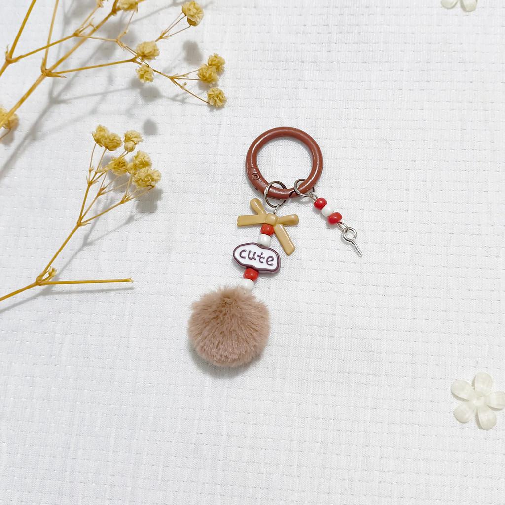 Colorful Ball Keychain With Diy Letter Beads For Bag And Phone Accessories