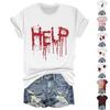 T-shirt à manches courtes pour femmes, décontracté, à col rond et imprimé d'Halloween