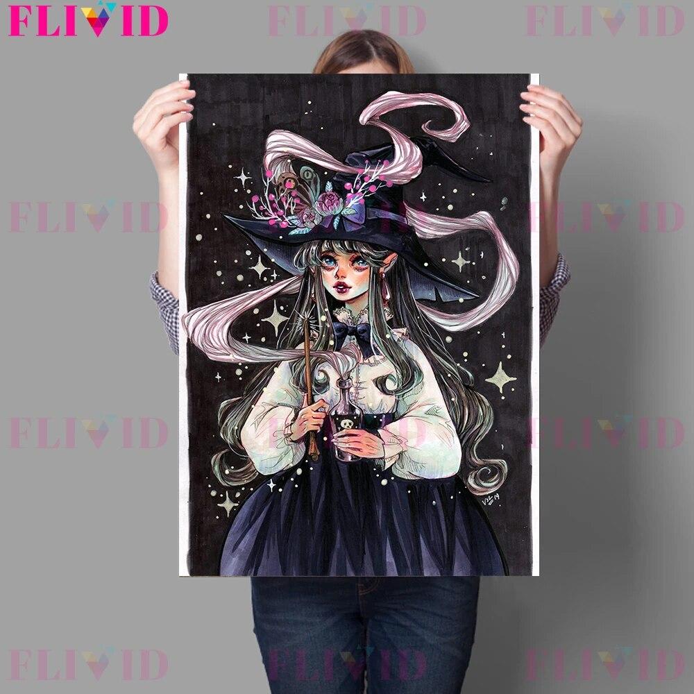 Lovely Lori Little Witch Art Posters And Prints Decorative Witchcraft And Magic Of Witches Wall Art Canvas Painting No Frame