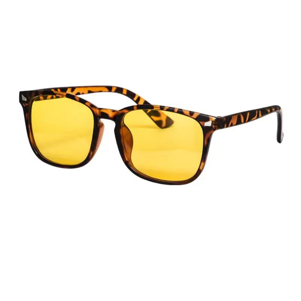 SHINU Night Eyes Eyeglasses Car Driving Eyeglasses Yellow Lens Goggles See Clear Transparent Day Night Square Shaped Eyeglasses